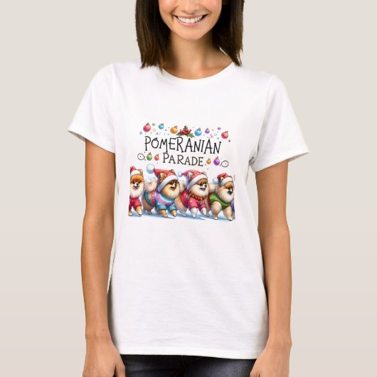 ポメラニアンクリスマスパレード Tシャツ (正面)
