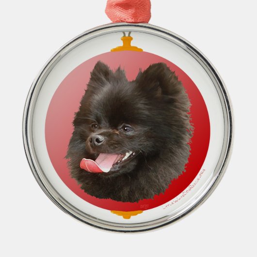 ポメラニアンクリスマス メタルオーナメント (正面)
