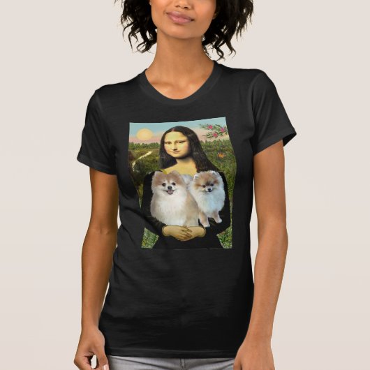 ポメラニアンペア3 - モナリザ Tシャツ (正面)