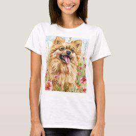 ポメラニアンママTシャツ – 水彩画 Tシャツ
