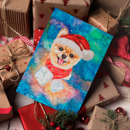 ポメラニアン犬のクリスマス シーズンポストカード