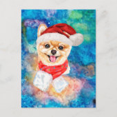 ポメラニアン犬のクリスマス シーズンポストカード (正面)