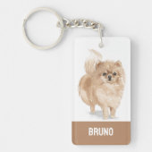 ポメラニアン犬の水彩画イラスト キーホルダー (正面)