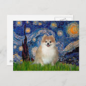 ポメラニアン1 - 星月夜 ポストカード (正面/裏面)