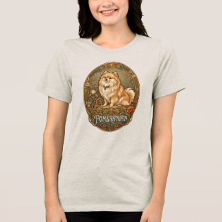 ポメラニアン アール・ヌーヴォー ビンテージ 犬 ボホー トライブレンドTシャツ