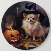 ポメラニアン・パンプキン・ハロウィーン・ホラー 缶バッジ (正面)