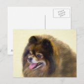 ポメラニアン ブラック＆タン 絵画 オリジナル 犬 アート ポストカード (正面/裏面)