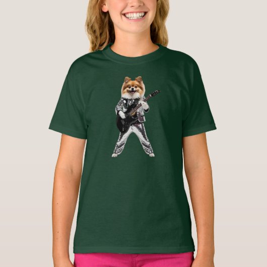 ポメラニアン ロックスター キッズTシャツ Tシャツ (正面)