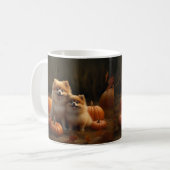 ポメラニアン 子犬 秋の喜び パンプキン コーヒーマグカップ (正面左)