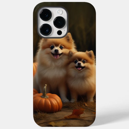 ポメラニアン 子犬 秋の喜び パンプキン Case-Mate iPhoneケース (裏面)
