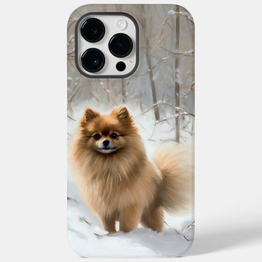 ポメラニアン 雪を降らせて クリスマス Case-Mate iPhoneケース (裏面)