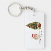 ポメラニア犬おもしろいクリスマスドッグと木 キーホルダー (正面)