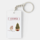 ポメラニア犬おもしろいクリスマスドッグと木 キーホルダー (裏面)