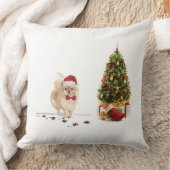 ポメラニア犬おもしろいクリスマスドッグと木 クッション (ブランケット)