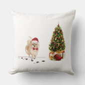 ポメラニア犬おもしろいクリスマスドッグと木 クッション (正面)