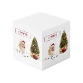 ポメラニア犬おもしろいクリスマスドッグと木 フォトキューブ (裏面アングル)