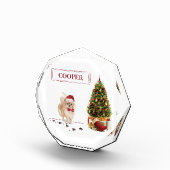 ポメラニア犬おもしろいクリスマスドッグと木 フォトブロック (右)