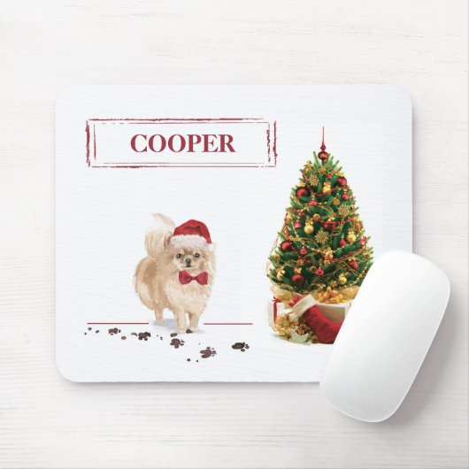 ポメラニア犬おもしろいクリスマスドッグと木 マウスパッド (マウス)