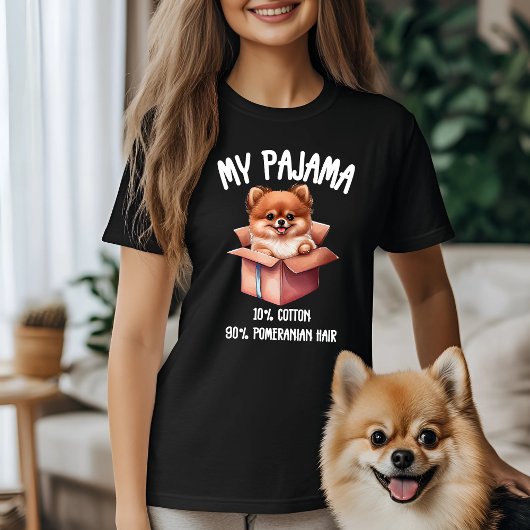 ポメラニア犬おもしろいパジャマデザイン Tシャツ