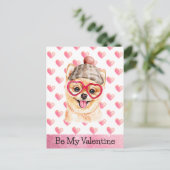 ポメラニア犬おもしろいベミーバレンタインドッグバレンタイン シーズンポストカード (スタンド正面)