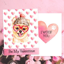 ポメラニア犬おもしろいI Woof You Dog Valentine's Day シーズンカード