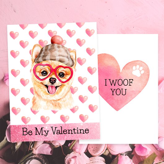 ポメラニア犬おもしろいI Woof You Dog Valentine's Day シーズンカード