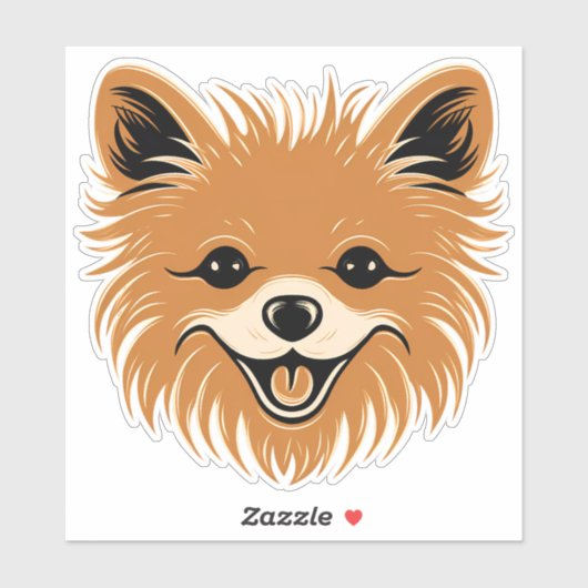 ポメラニア犬かわいい犬の顔子犬の漫画コンター シール (シート)