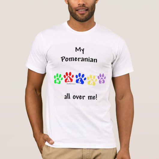 ポメラニア犬が私の周りを歩く Tシャツ (正面)