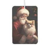 ポメラニア犬とサンタクロースフェスティバルクリスマス カーエアーフレッシュナー (正面)