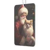 ポメラニア犬とサンタクロースフェスティバルクリスマス カーエアーフレッシュナー (左)