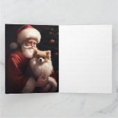 ポメラニア犬とサンタクロースフェスティバルクリスマス カード (内部)