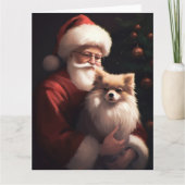 ポメラニア犬とサンタクロースフェスティバルクリスマス カード (正面)