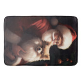 ポメラニア犬とサンタクロースフェスティバルクリスマス バスマット (正面)