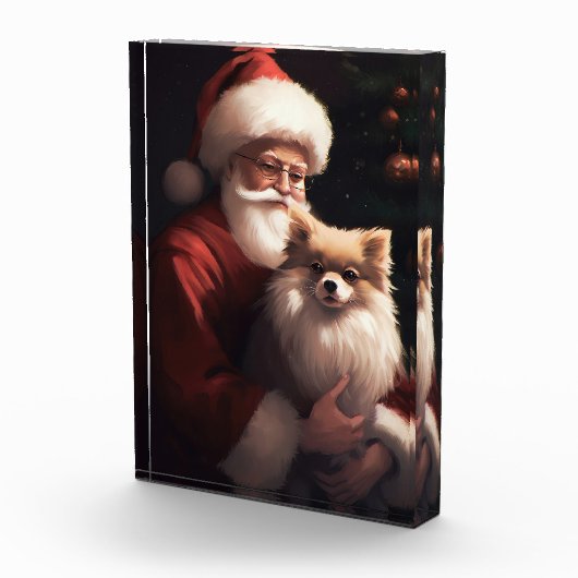 ポメラニア犬とサンタクロースフェスティバルクリスマス フォトブロック (右)