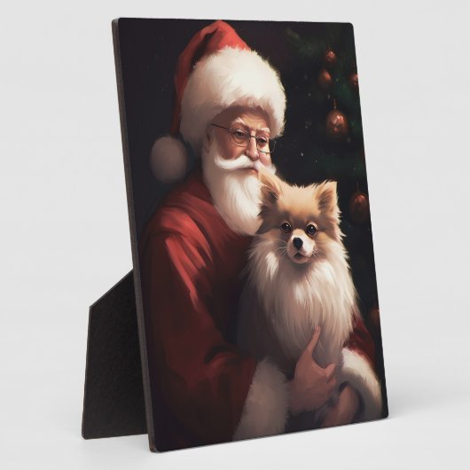 ポメラニア犬とサンタクロースフェスティバルクリスマス フォトプラーク (側面)