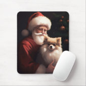 ポメラニア犬とサンタクロースフェスティバルクリスマス マウスパッド (マウス)