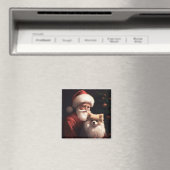 ポメラニア犬とサンタクロースフェスティバルクリスマス マグネット (インサイチュ (食洗機))