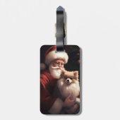 ポメラニア犬とサンタクロースフェスティバルクリスマス ラゲッジタグ (裏面縦)