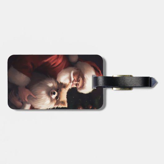 ポメラニア犬とサンタクロースフェスティバルクリスマス ラゲッジタグ (裏面横)