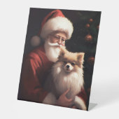 ポメラニア犬とサンタクロースフェスティバルクリスマス 台座サイン (正面)