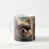 ポメラニア犬とハートバラバレンタインデー コーヒーマグカップ (正面左)