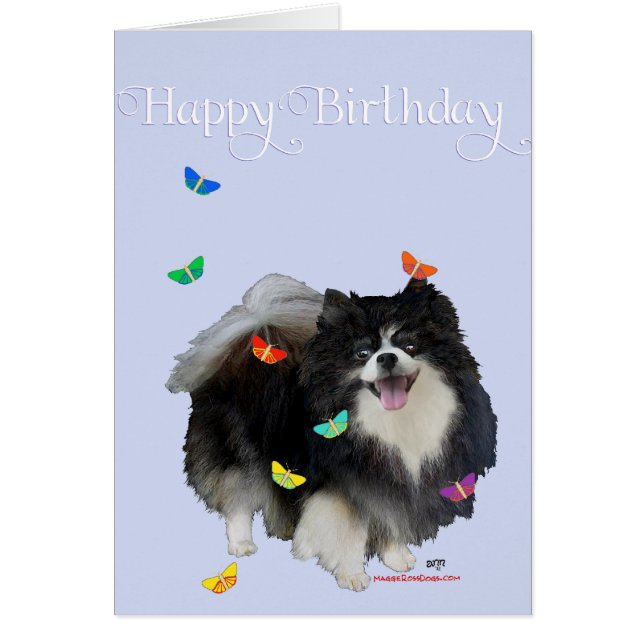 ポメラニア犬と蝶 (正面)