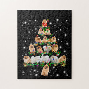 ポメラニア犬のクリスマスツリーが懐中電灯で覆われる ジグソーパズル