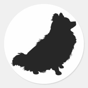 ポメラニア犬のシルエット ラウンドシール