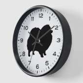 ポメラニア犬のシルエット（数値と分） 壁時計 (傾斜)