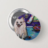 ポメラニア犬のスマイル 缶バッジ (正面&裏面)