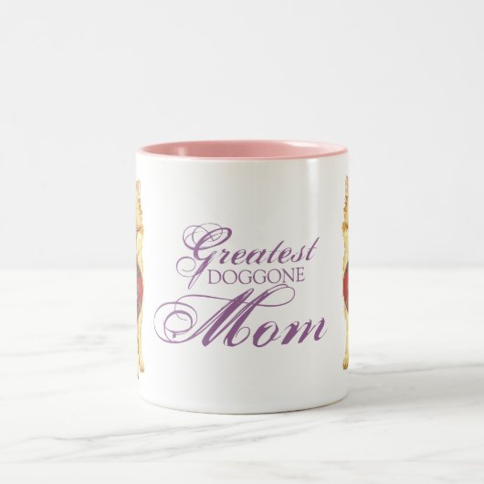 ポメラニア犬のハートのお母さん ツートーンマグカップ (中央)