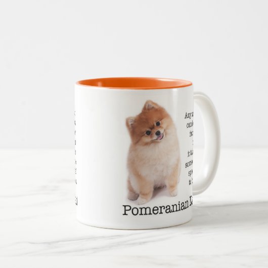 ポメラニア犬のパパのマグ ツートーンマグカップ (正面右)