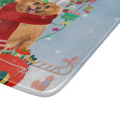 ポメラニア犬のプレゼント付き犬 カッティングボード (角)