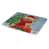 ポメラニア犬のプレゼント付き犬 カッティングボード (角)